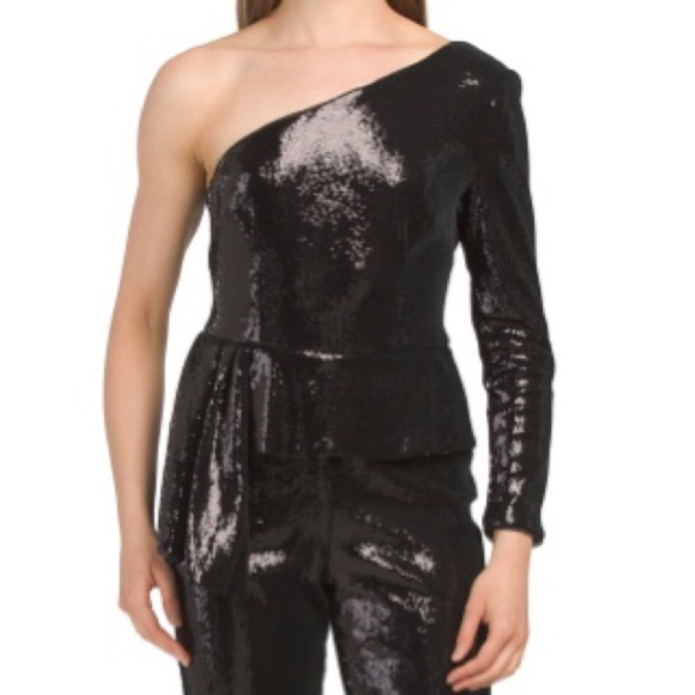 Aidan Matox Sequin Peplum Jumpsuit